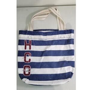Hollister Tote Bag Blue & White Striped Casual Bag Large Carry All Bag 18X18
